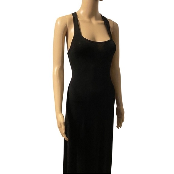IN CHARGE Black Bodycon Maxi Dress Size Medium Normcore Goth Like New C… - Picture 2 of 12